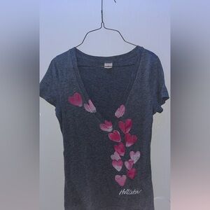 Y2K Grey Hollister Heart V- Neck